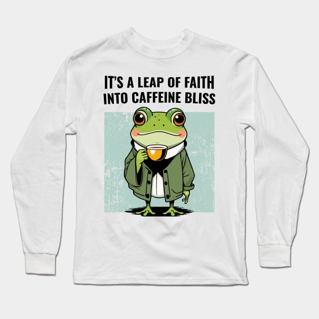 Frog Drinking Coffee Long Sleeve T-Shirt by CreativeSage